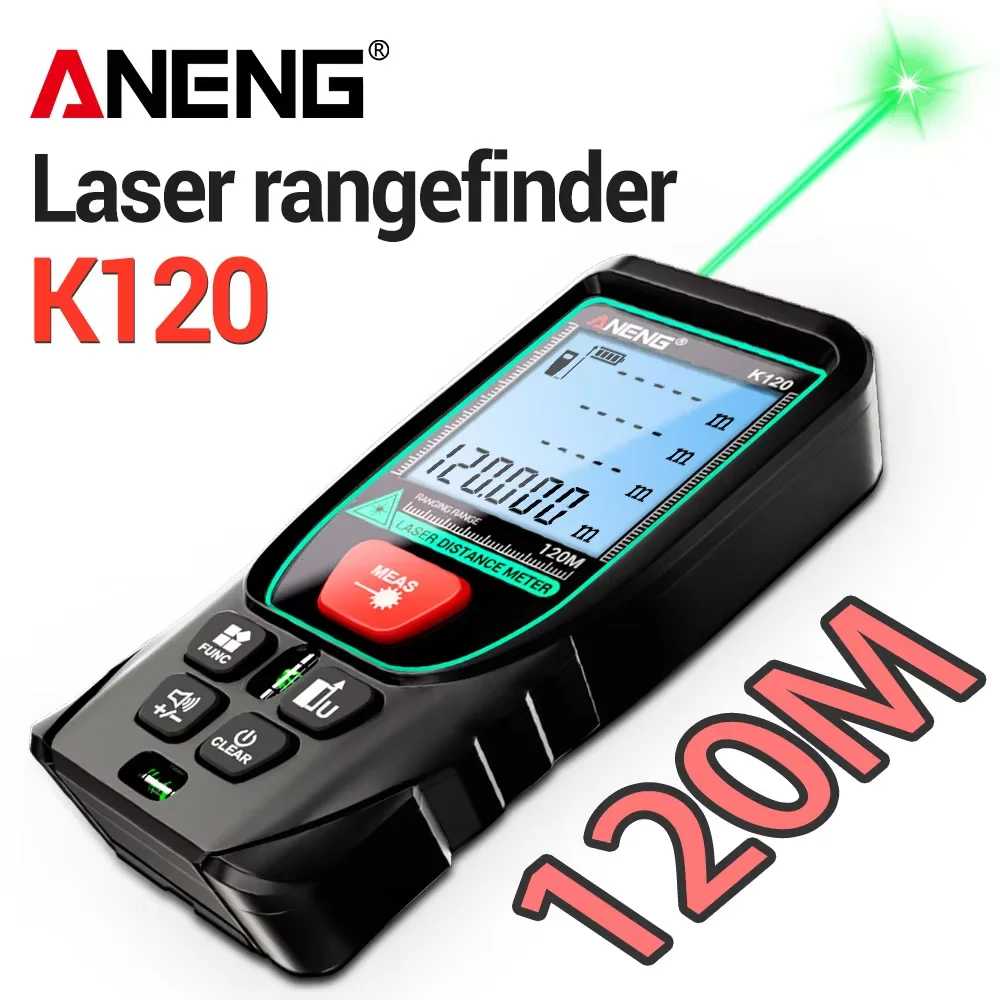 Telémetro láser ANENG medidor de distancia láser cinta métrica 50M 70M 100M 120M regla Digital telémetro herramientas de medición de prueba