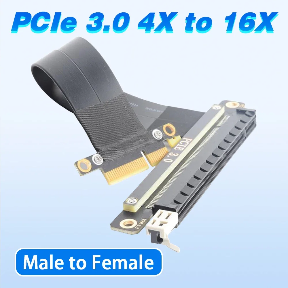 Cable de extensión vertical PCI-E de 4X a 16X, Cable adaptador extensor PCI Express PCIe X4 a X16, 0,05 m - 1m, montaje GPU recto de 180 grados