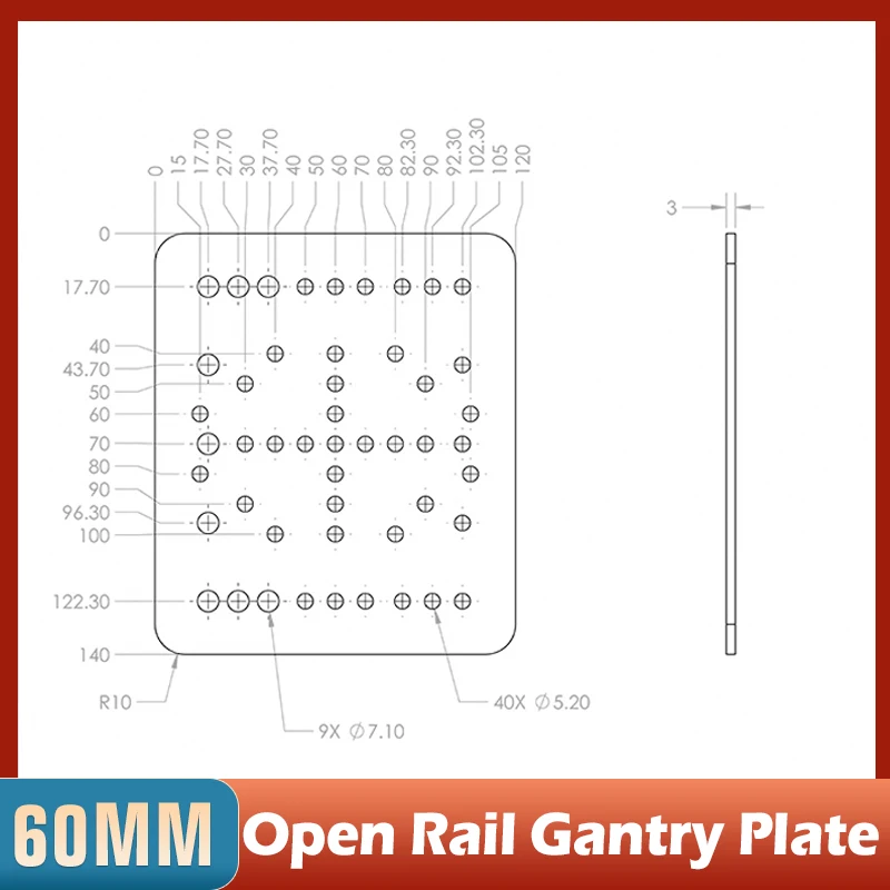 Piezas de impresora 3D CNC v-vopenbuild pista abierta tablero Longmen placa de pórtico de riel 60mm aleación de aluminio - imagen 5
