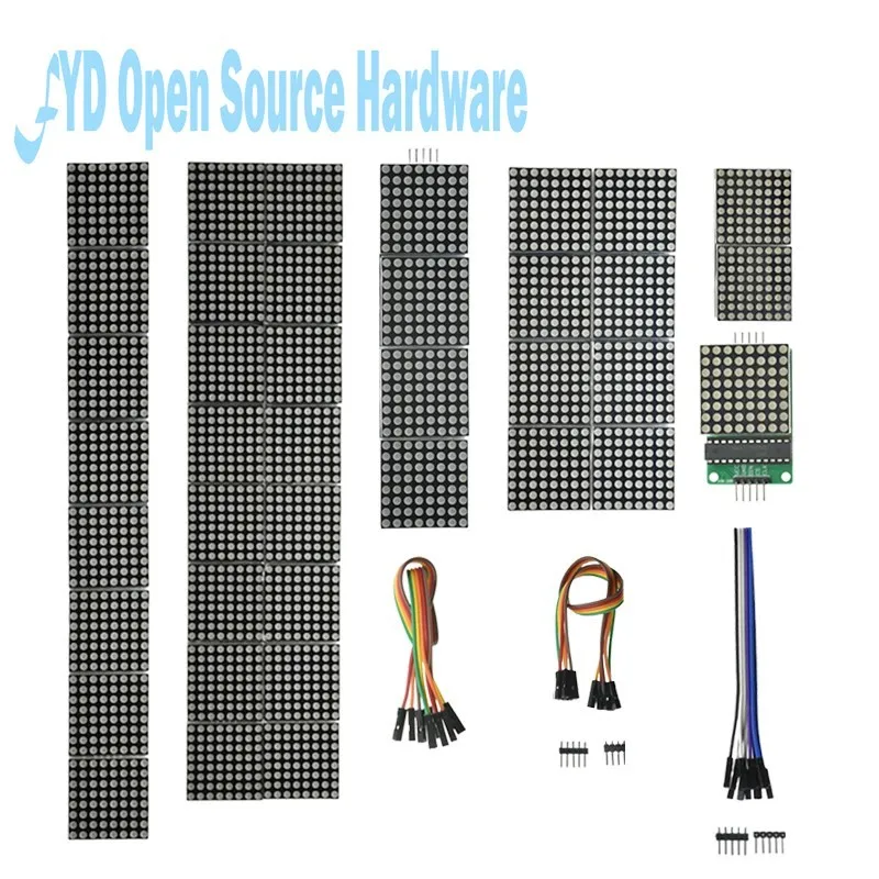Módulo de matriz de puntos MAX7219 de 1, 2, 4, 8 bits, 60x60, microcontrolador, módulo de pantalla LED para KIT de bricolaje con Cable