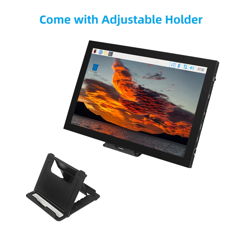 Pantalla táctil de 10,1 pulgadas, 1280x800 IPS LCD, soporte de cuero opcional para PC, consola de juegos Raspberry Pi, Monitor de pantalla portátil - imagen 3