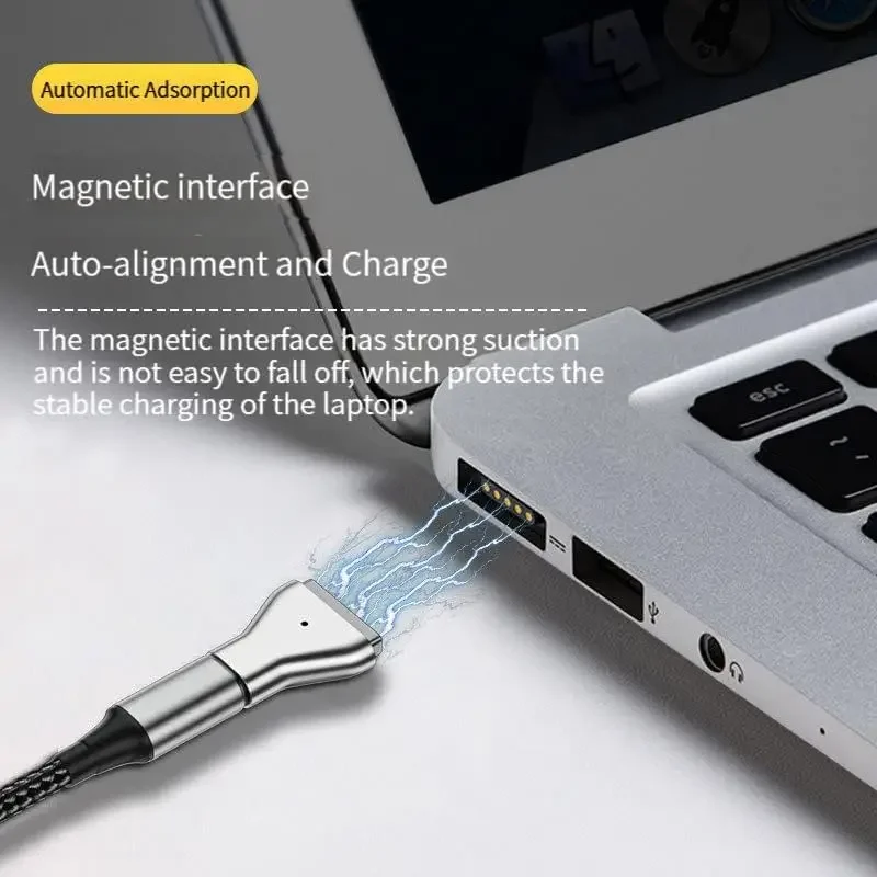 Adaptador de carga USB C a Magnetic1 L-tip magnético 2 conectores 100W PD convertidor de cargador de energía Compatible con Macbook Air/Pro - imagen 4