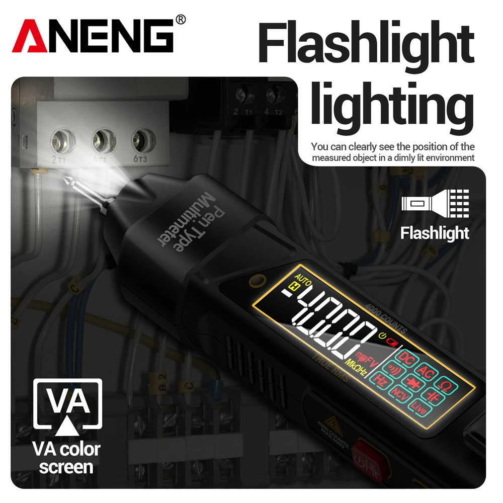 Multímetro Digital ANENG A3006A, Detector Portátil de Voltaje CA/CC, Detector de Electricidad Inductivo Sin Contacto, Probador de Diodos, Resistencia y Hz - imagen 3