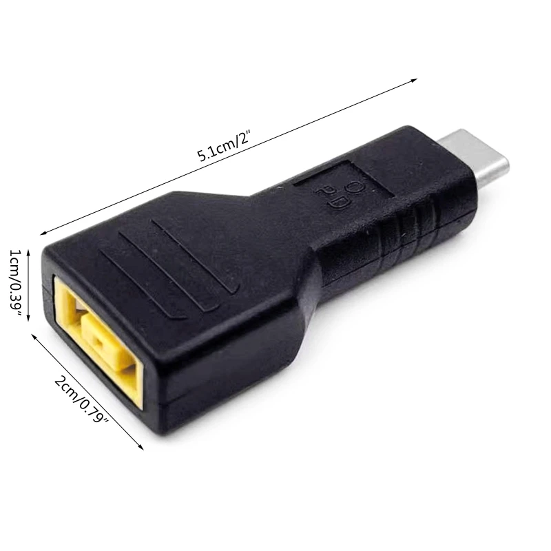 1 unidad grande cuadrado hembra a USB tipo C macho enchufe PD cargador adaptador de corriente conector para Lenovo Thinkpad - imagen 3