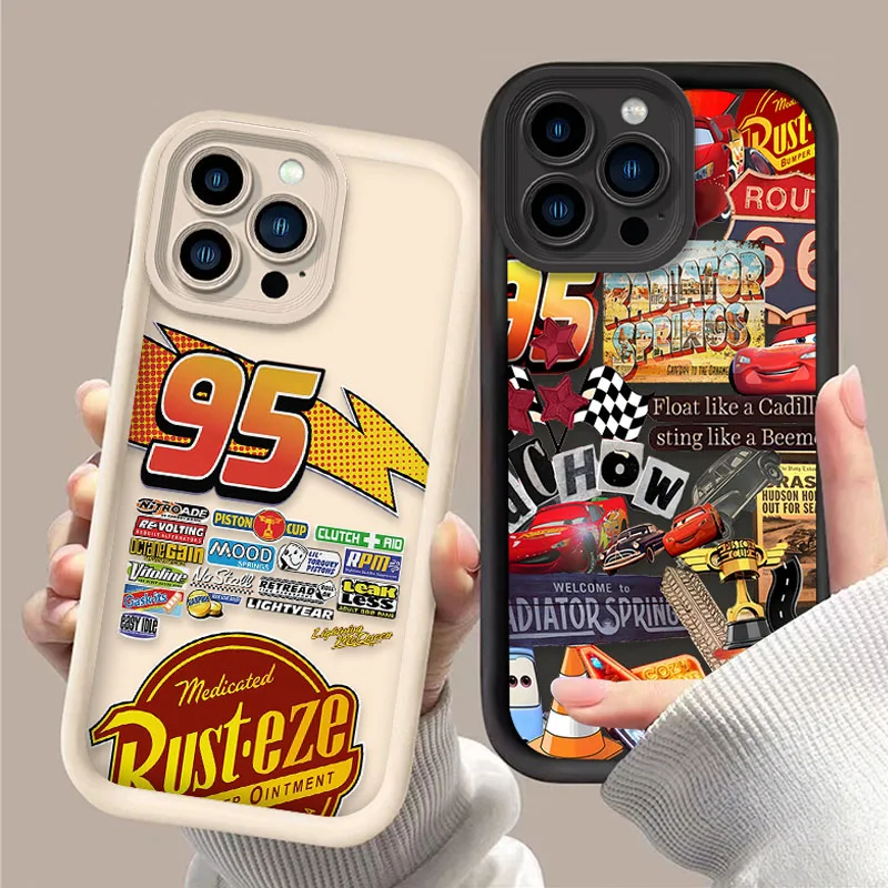 Funda Cars Lightning McQueen 95 para iPhone 15 16 13 14 12 11 Pro Max X XS X S Max XR SE 2020 7 8 Plus, funda de silicona a prueba de golpes
