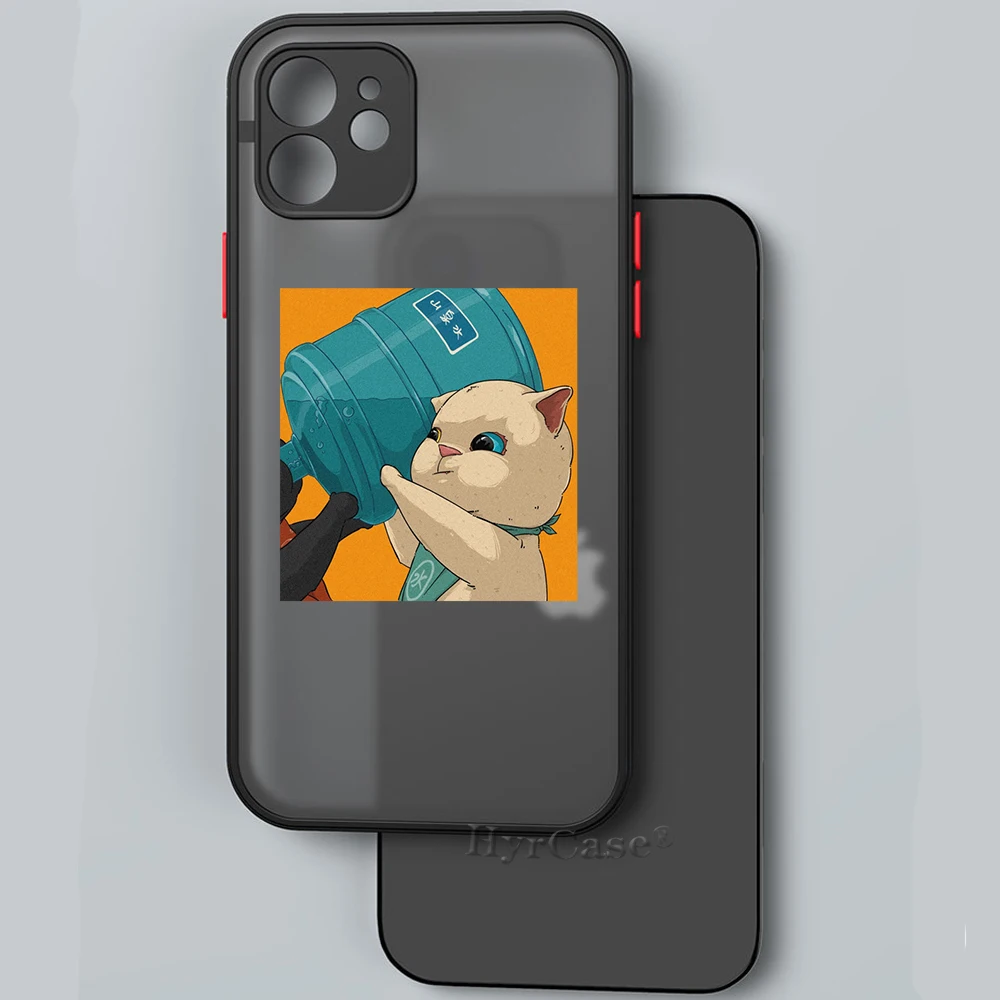 Funda trasera dura mate para iPhone 13, 12, 11, 14 Pro Max Mini, 15 Plus, 15PROMAX, parejas divertidas, Gato lindo, parachoques suave - imagen 3