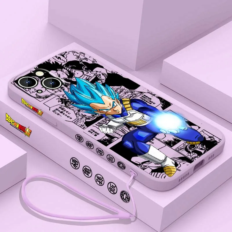 Anime d-dragon Ball Vegeta para Apple iPhone 17 16 15 14 13 12 11 Air Mini Plus Pro Max cubierta de la caja del teléfono de la cuerda izquierda líquida - imagen 5