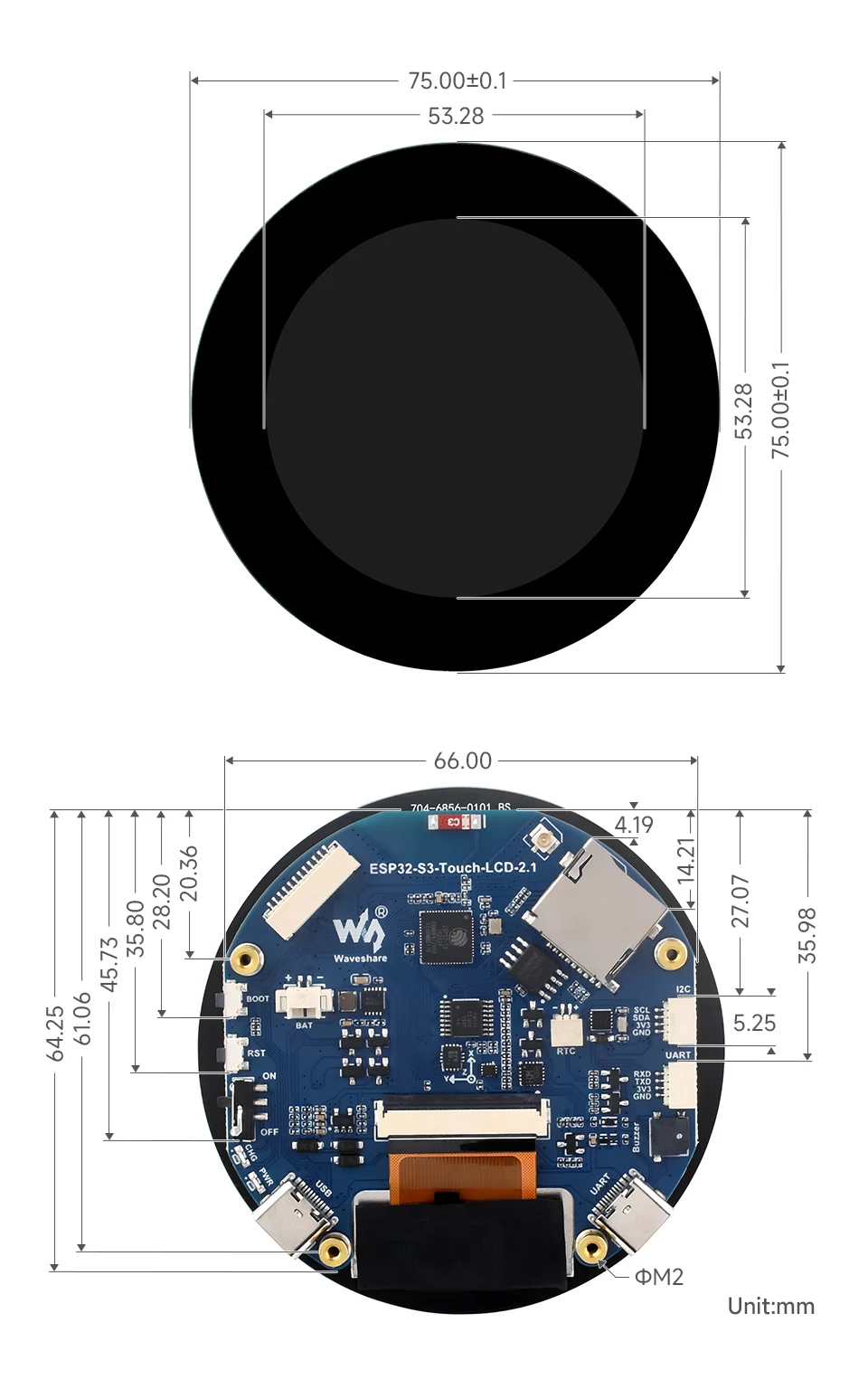 Placa de desarrollo de pantalla táctil redonda de 2,1 pulgadas, chip de ESP32-S3 WiFi/BLE5 a bordo, sensor de seis ejes QMI8658 - imagen 4