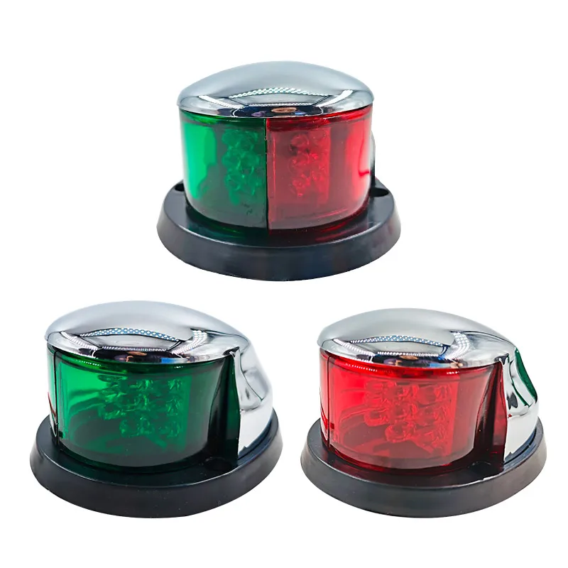 Luz indicadora de señal de navegación para barco, luz roja y verde monocromática de doble color para barco