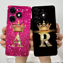 For Itel S23+ S681LN Crown Initial Letter Couple Phone Case for itel S23 Plus Liquid Soft Silicone Shockproof Protective Casing