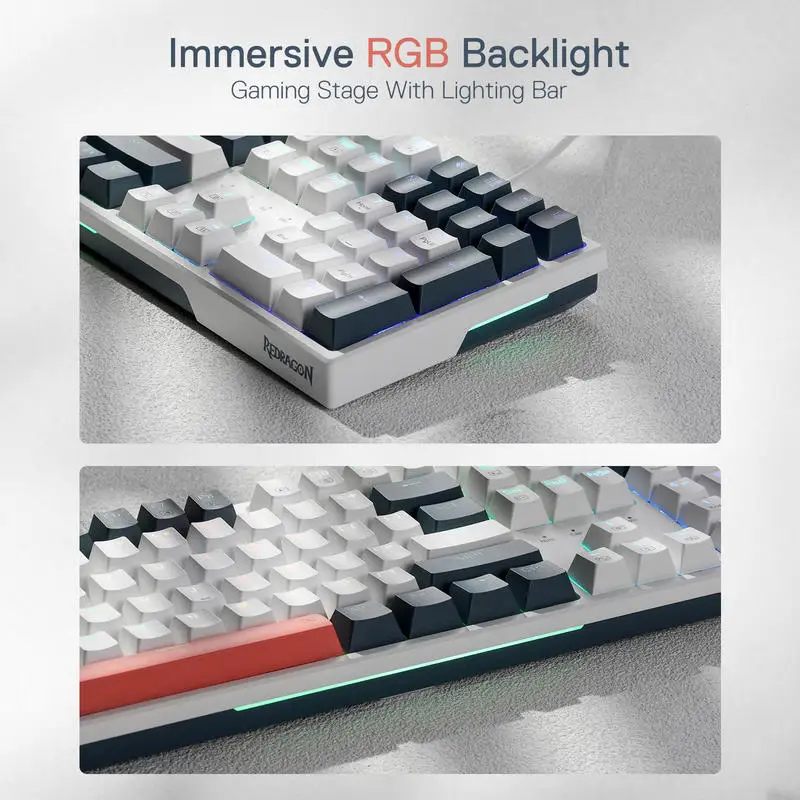 Teclado para juegos Redragon K668 RGB, teclado mecánico con cable de 108 teclas con 4 teclas de acceso adicionales, enchufe intercambiable en caliente mejorado, interruptor rojo - imagen 3