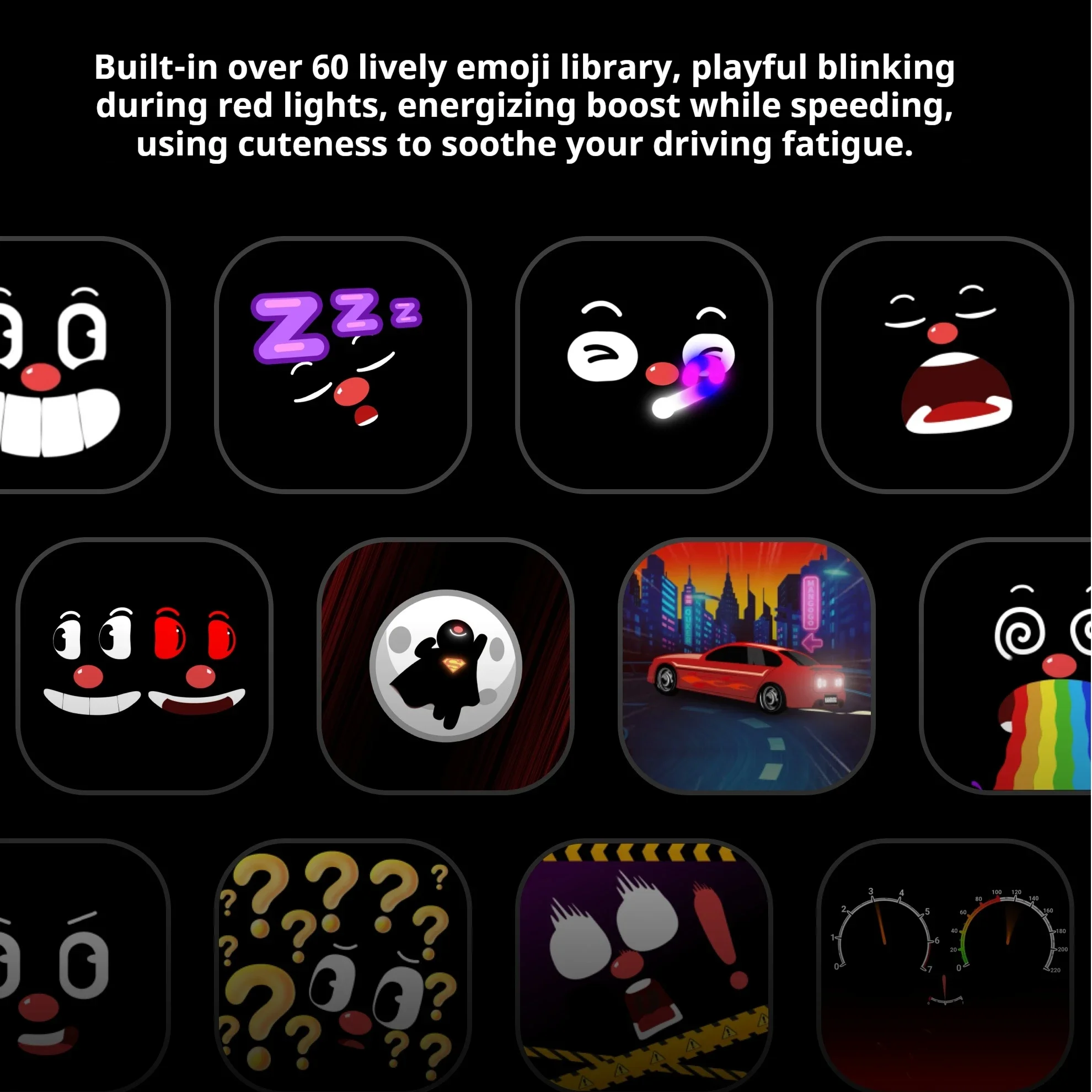 Mangogo-adornos electrónicos de juguete para mascotas montados en coche inteligente, decoraciones de compañero de vehículo de moda para niños con expresiones de la cara - imagen 4