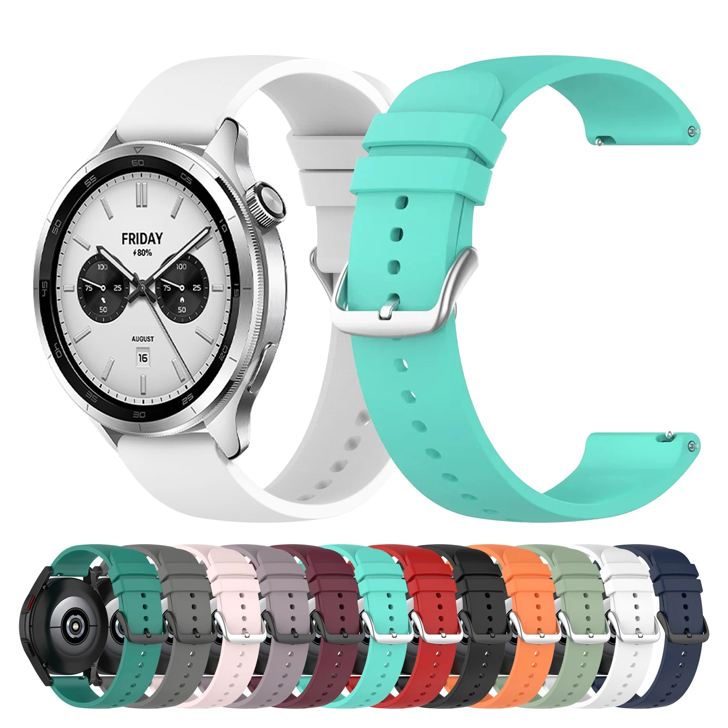 Correa de silicona de 22 y 20mm para reloj Xiaomi S4/S2 46mm/Mi Watch color 2/S1 pro, pulsera para Amazfit Bip 6/GTR 4/GTS 4