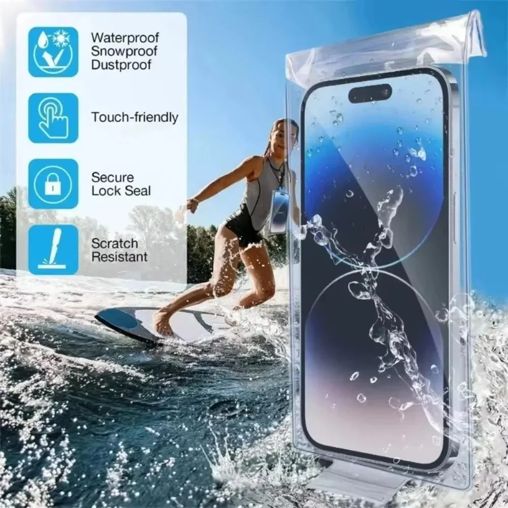 1-10 Uds. Fundas transparentes impermeables para teléfono bolsas de natación bolsas protectoras subacuáticas para teléfono móvil para IPhone 16 Samsung Xiaomi - imagen 2