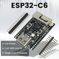 Placa de desarrollo Wifi6 ESP32 C6 con oscilador de cristal, RGB, LED, 4MB, FLASH, RISC-V de baja potencia, de 32 bits ESP32-C6, N4, BT, módulo Wifi