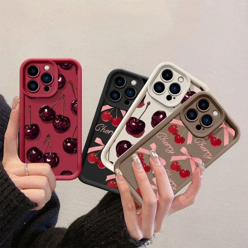 Funda Retro con estampado de lazo rojo vino para Xiaomi Redmi 15 15C 14C 13 13C 12C A5 Note 12 13 14 Pro Plus 5G 4G 10 11 11S