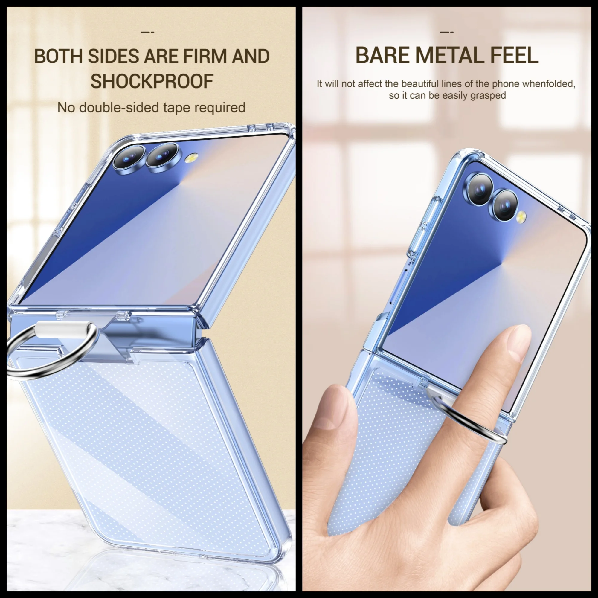 Funda de teléfono con agarre de anillo para dedo, armadura de PC mate de lujo para Samsung Galaxy Z Flip7 ZFlip 7 6 5 4 3 5G Zflip6 Zflip5 Zflip7 Candy Funda - imagen 2