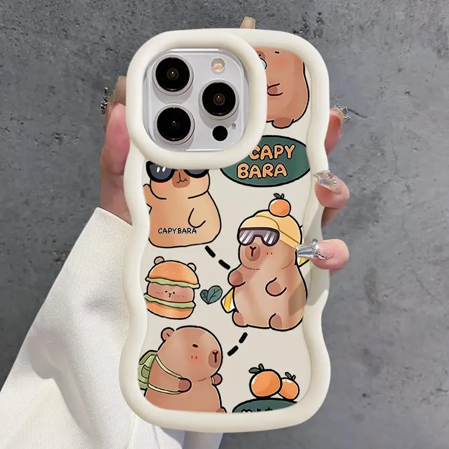 Soft TPU Case for iPhone 8 12 15 16 Plus 16e 13 12 11 Pro 16 15 14 Pro Max XS Max 7 Capybara Pattern  - imagen 3