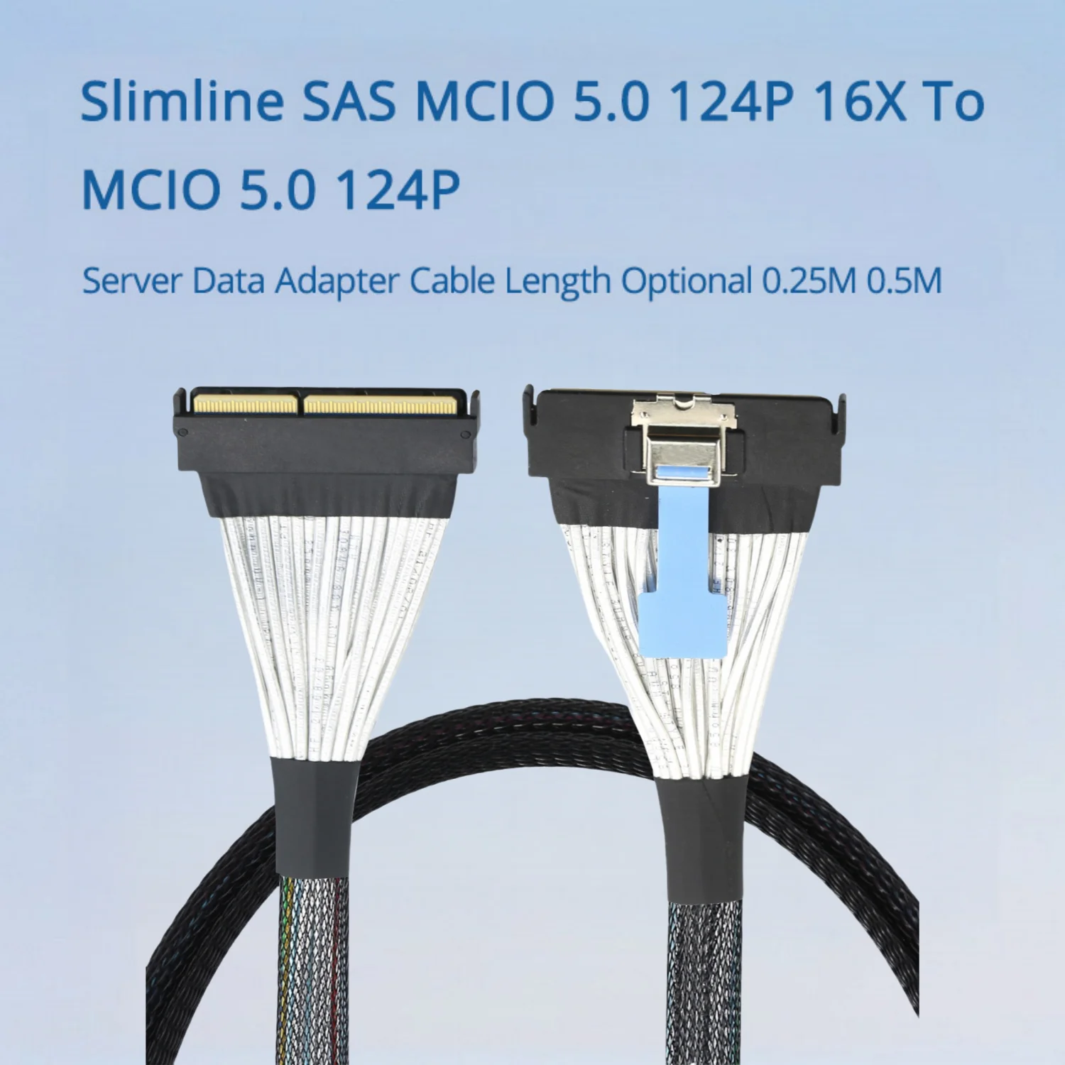 Slimline SAS MCIO 5,0 124P 16X a MCIO 5,0 124P Cable adaptador de datos de servidor longitud opcional 0,25 M 0,5 M