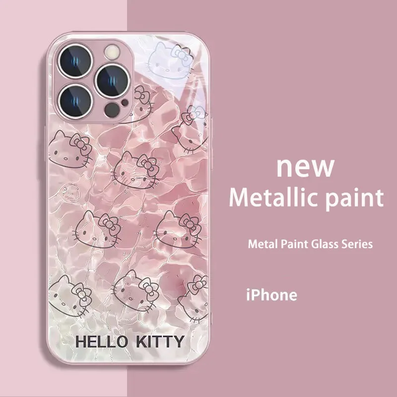 Funda de teléfono de Color metálico para IPhone, carcasa dura de cristal para modelos X, XR, XS, 16, 15, 14, 13, 12 Mini, 11 Pro Max, 7, 8, SE, 20 Plus - imagen 2