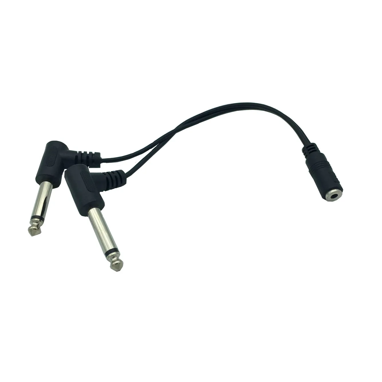 Mini adaptador de Audio de ángulo recto, Cable divisor de 20cm, 3,5mm, 1/8 pulgadas, TRS, estéreo, hembra a Dual, 1/4mm, macho, Mono TS - imagen 2