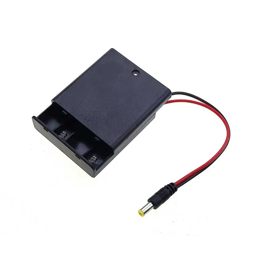 JCD 4 ranuras AA cubierta de almacenamiento de batería caja soporte de carcasa con cables DC 5,5*2,1mm PH2.0 XH2.54 SM DuPont Cable soporte de batería - imagen 2