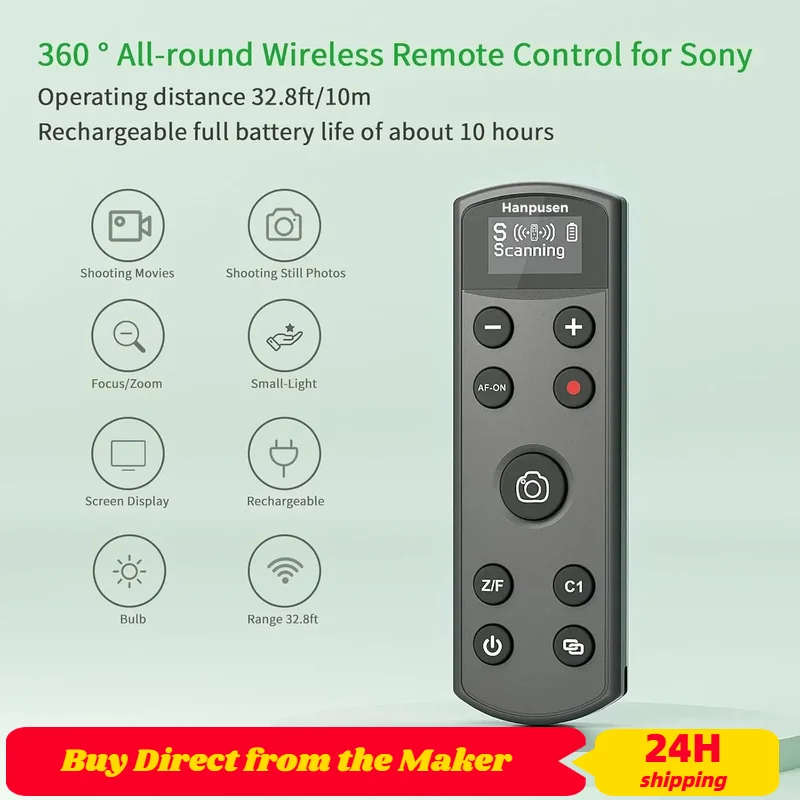 RMT-P1BT USB-C Control remoto inalámbrico disparador para Sony ZV-E1 ZV-1F ZV-1II ZV-E10II FX30 A6700 A6600 A9III A7C A7CR A7IV