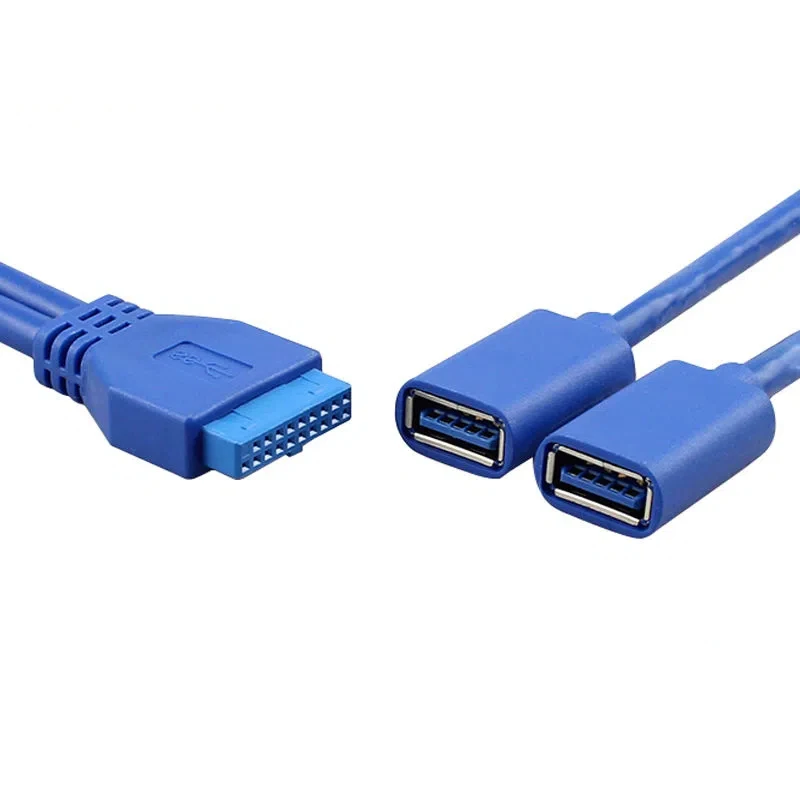 Cable de Panel frontal USB 3,0, deflector de placa base, adaptador de 19 pines a 2 puertos, carcasa de escritorio, cable frontal USB 3,0, 0,3 m, 0,5 m, 0,8 M - imagen 5