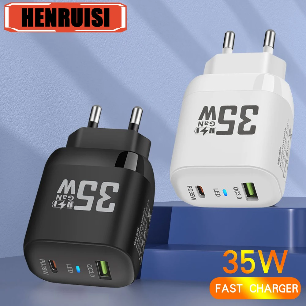 35W GaN Charger Type C Fast Charging QC3.0 For iPhone 15 14 Pro Max Huawei Xiaomi Samsung POCO Tablet USB C Charger PD Adapter