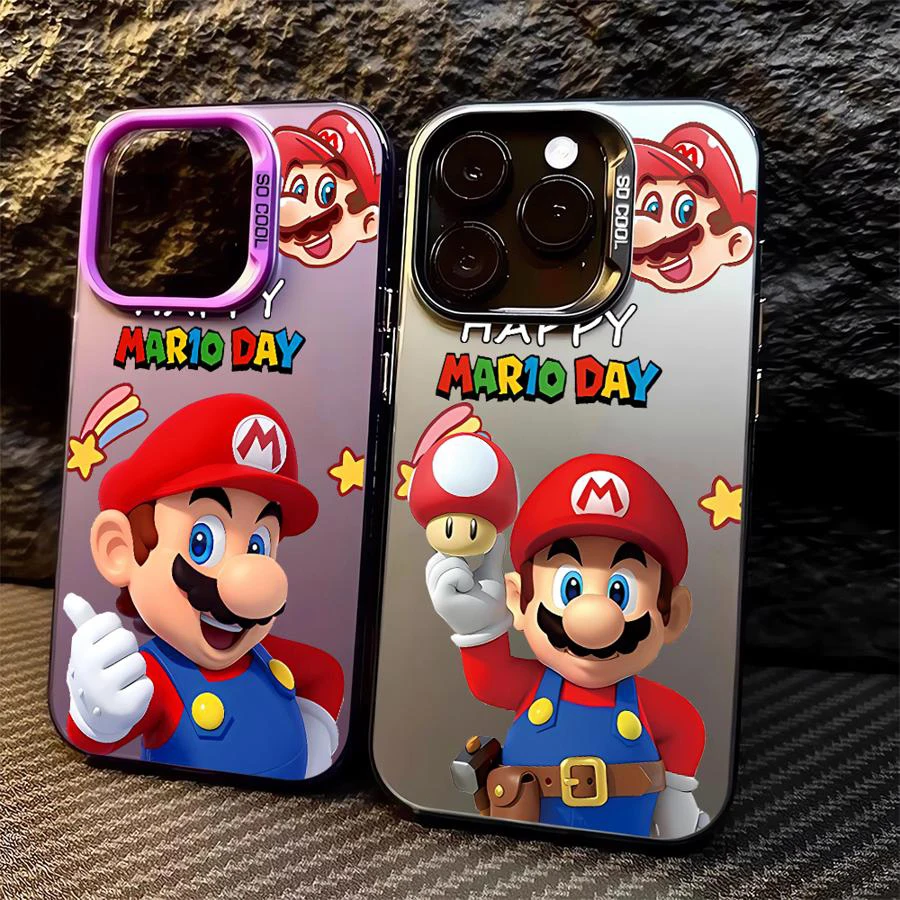 Funda de teléfono de dibujos animados s-super m-marios Bros para iPhone 16 15 14 13 12 11 Pro Max 7 8 Plus XR XS Max cubierta mate de silicona a prueba de golpes - imagen 2
