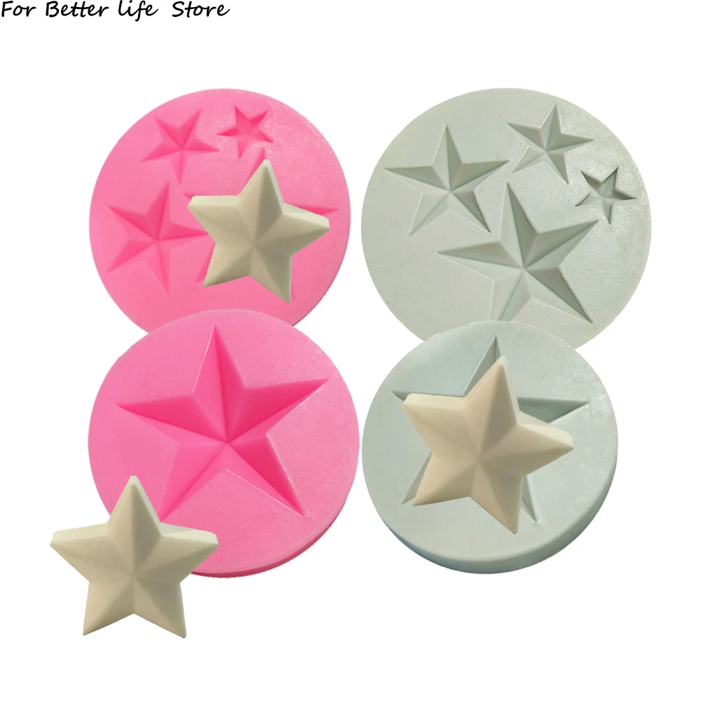 Molde de estrella de cinco puntas hecho a mano, Chocolate DIY, azúcar volteado para hornear, decoración de pastel de cumpleaños, cerámica suave, Gel de arcilla, sSlicone