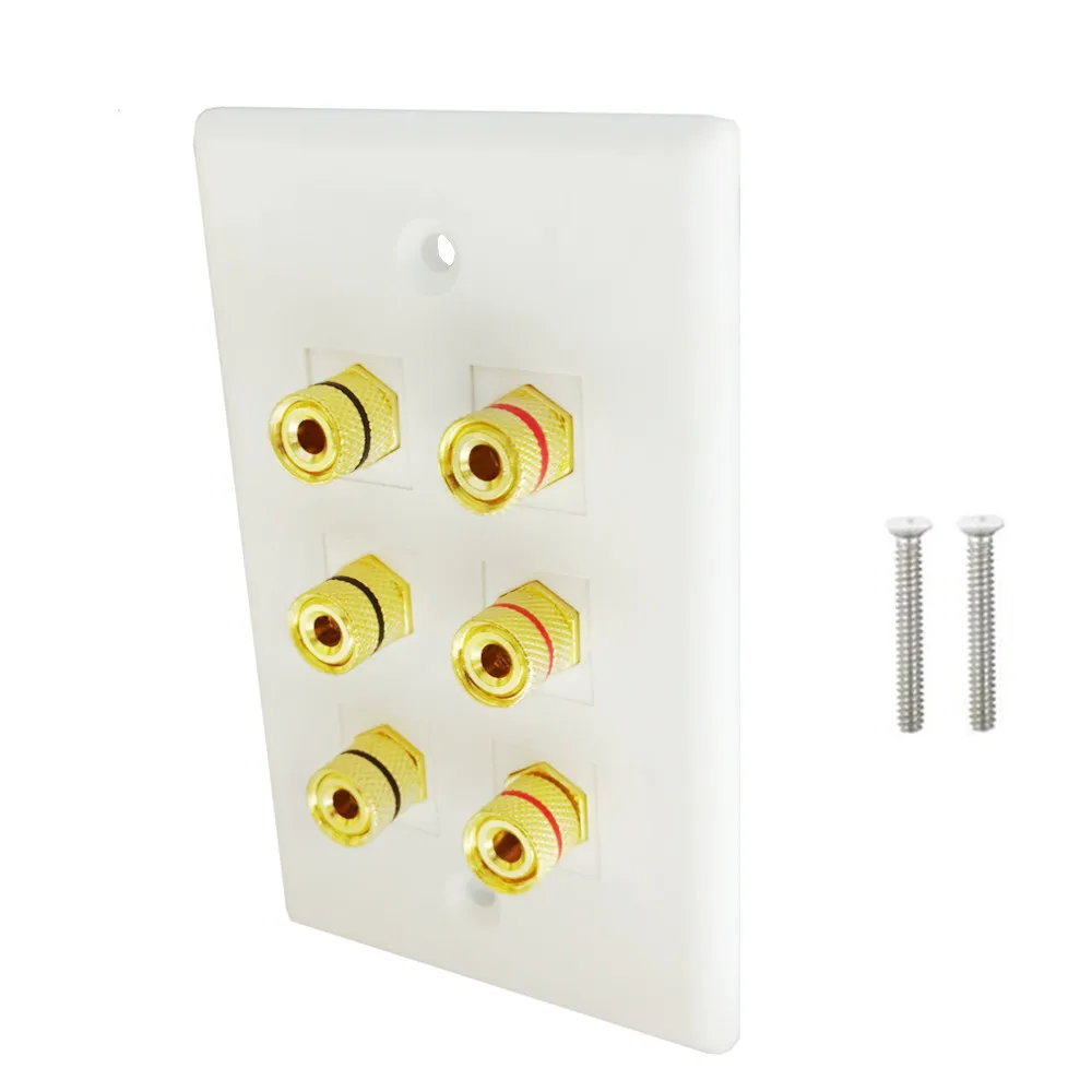 Placa de pared para altavoz, postes de encuadernación de plátano, inserto de conector Keystone con anillos negros y rojos, altavoz de Audio tipo tornillo Keystone 70*115 - imagen 5