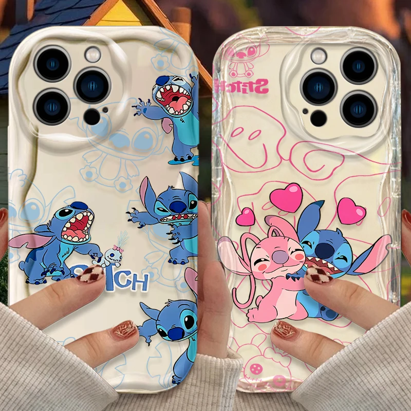 Blissful Stitch Angel Disney Wave Funda para iPhone 17 Air 16 E 15 14 Plus 13 12 Mini 11 Pro Max Fundas de silicona a prueba de golpes Funda