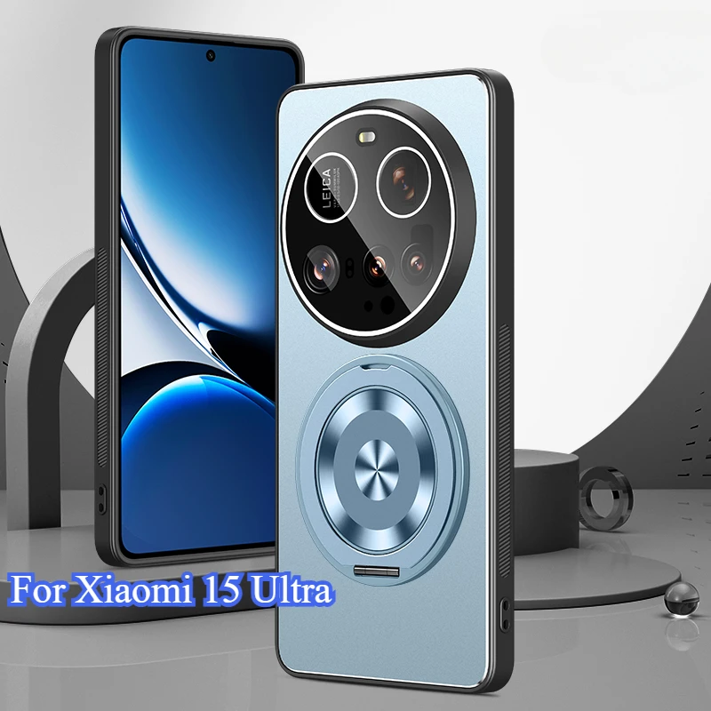 Para Xiaomi 15 cubierta de soporte de anillo Ultra magnético para Xiaomi 15ultra Mi 15 Pro 14 13 lente de Metal protección de cámara cubierta trasera mate