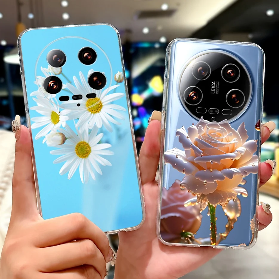 Para Xiaomi 14 Ultra funda Mi 13 Ultra coloridas flores pintadas funda suave y delgada para teléfono Xiaomi Mi 14 Ultra Mi 13Ultra Shell - imagen 4