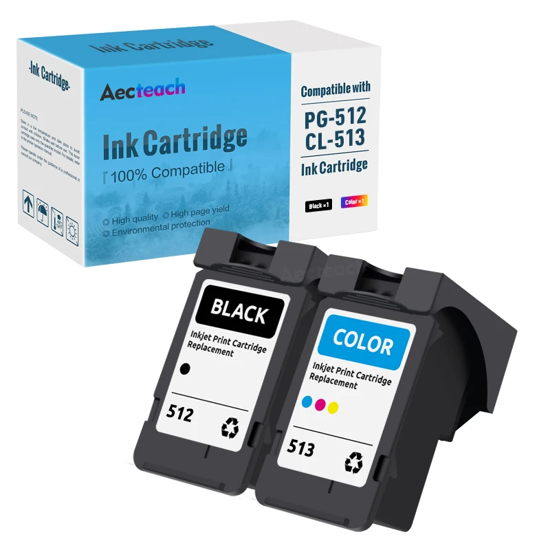 Aecteach PG512 CL513 PG-512 CL-513 512 513 512XL 513XL cartucho de tinta de inyección de tinta remanufacturado de Color Premium para Canon PIXMA MG260