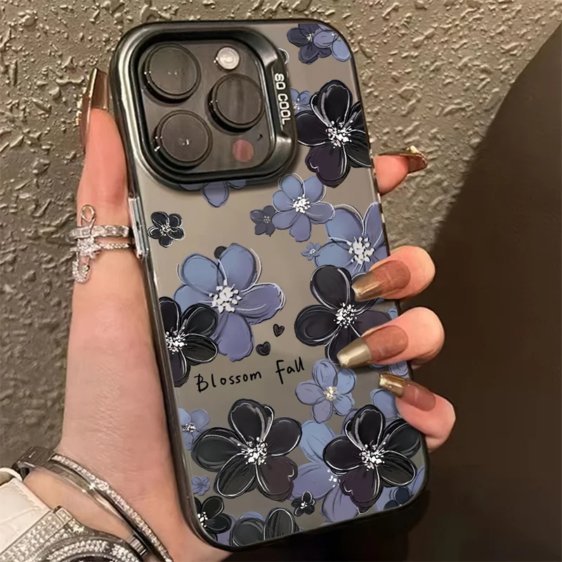 Funda de teléfono con estampado de flores moradas florecientes con láser para Xiaomi 15 fundas Xiaomi 14T Pro 13 12 11 Lite 5G 14 13T 12T cubierta a prueba de golpes - imagen 2