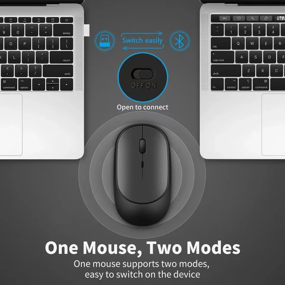 Ratón inalámbrico recargable para Gamer, modos duales, compatible con Bluetooth, USB de 2,4G, para portátil, tableta, PC, Macbook Mause - imagen 2