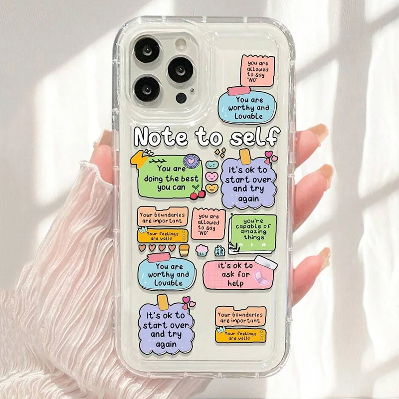 Funda de teléfono para Xiaomi Redmi Note 12 11 13 Pro Plus 5G 11s 10s 10 Pro 9 9s 12c 13c 4G, funda transparente con estampado de eslogan de vibraciones de dibujos animados bonitos - imagen 2