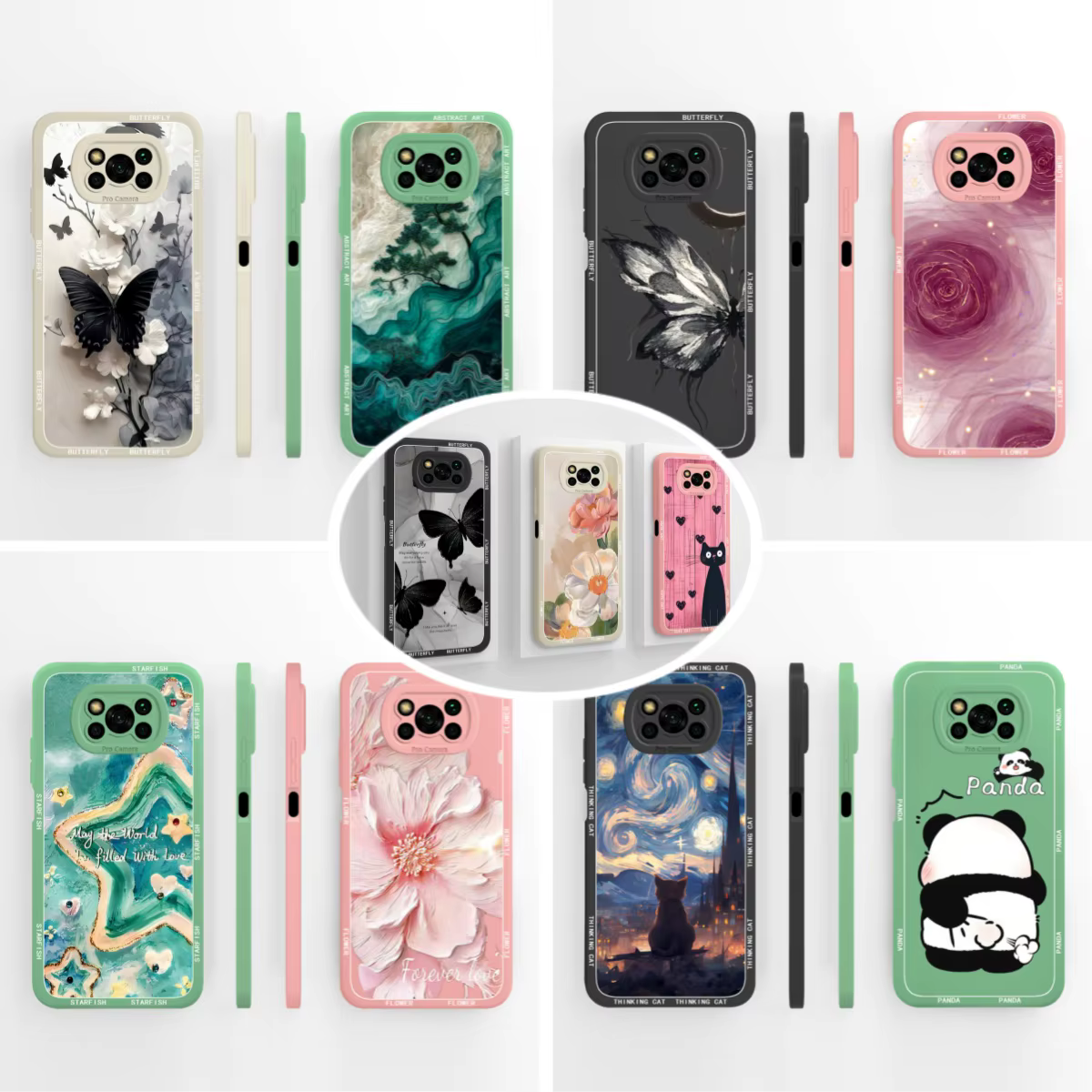 Para Poco X3 Pro/X3 GT/X3 NFC funda pintada de caramelo para Poco X 3 PocoX3 cubiertas traseras de teléfono de cobertura completa de silicona líquida suave