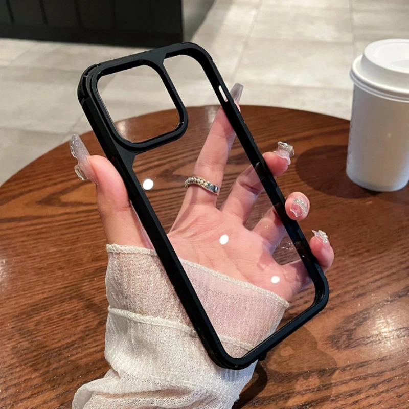 Funda de teléfono transparente a prueba de golpes de lujo para iPhone, 15, 14 Plus, 11, 12, 13 Pro Max, 13, silicona suave resistente, parachoques, cubierta dura transparente - imagen 3