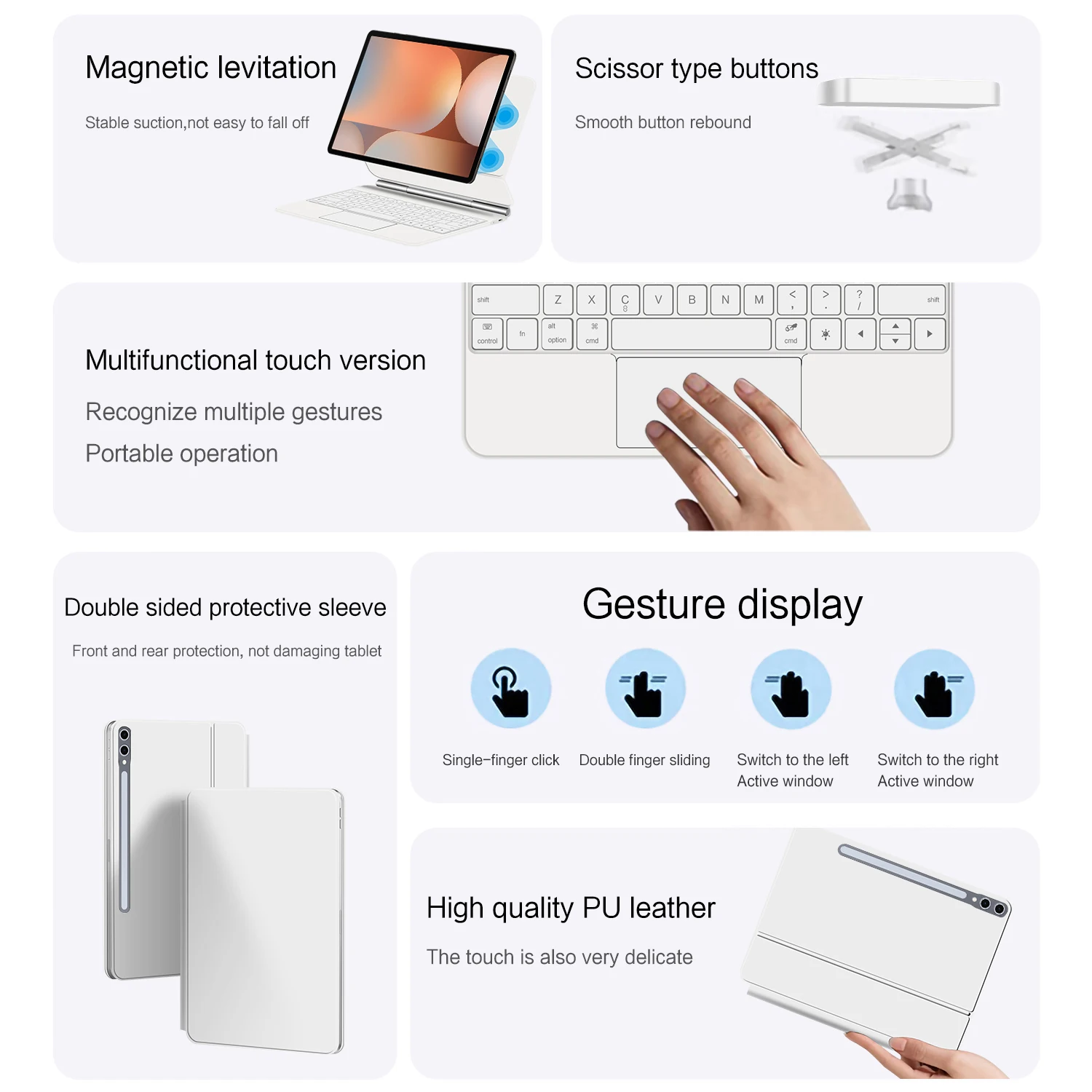 Teclado mágico para Samsung Galaxy Tab S7 S8 S9 S10 FE 10,9 11 "S7FE S9 FE + Plus S10 + 12,4 S8/S9/S10 Ultra funda inteligente de 14,6 pulgadas - imagen 5