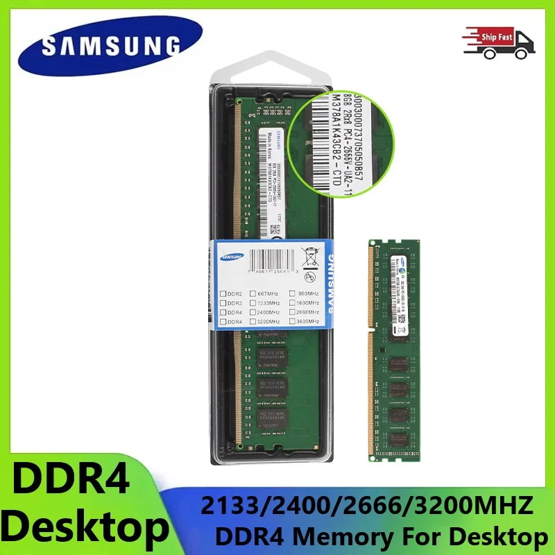 SAMSUNG DDR4 Memoria RAM de escritorio 16GB 8GB 4GB 3200MHz 2666Mhz 2400MHz 2133MHz PC4 Memoria DIMM de alto rendimiento Ram para escritorios