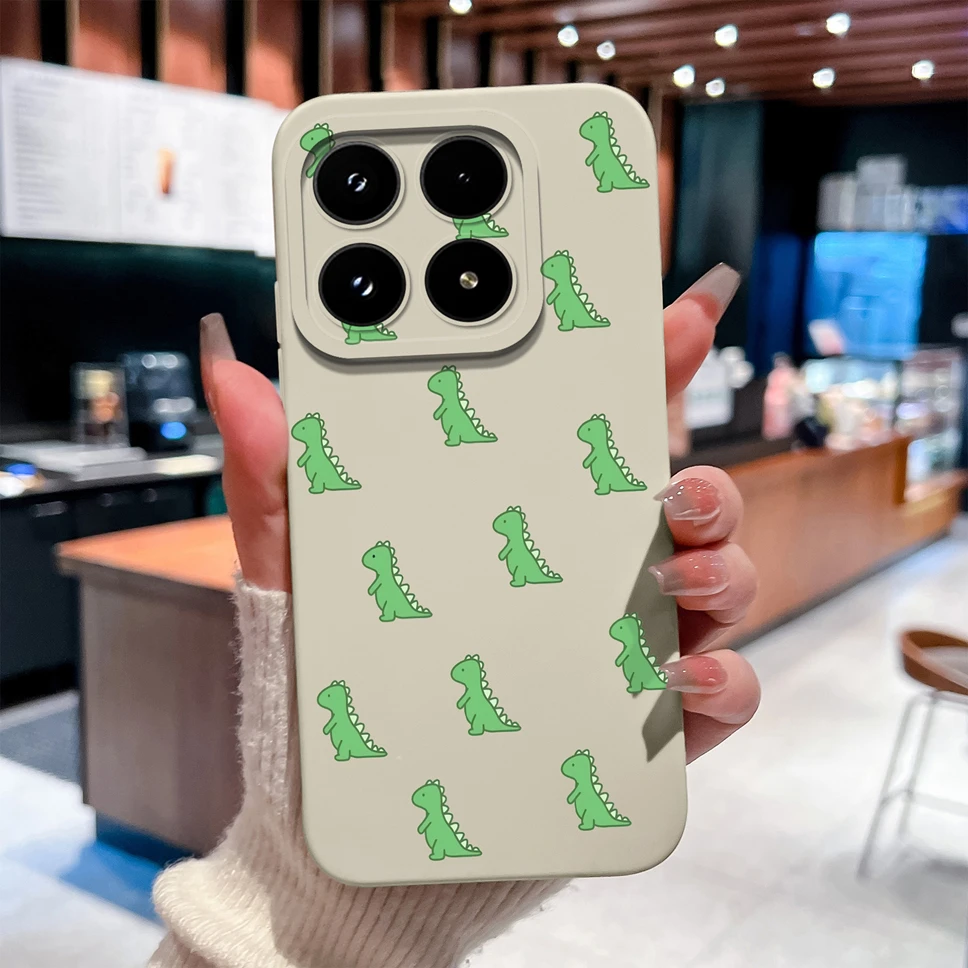 Para Xiaomi 17 Pro Max Funda de teléfono lindo dinosaurio dibujos animados suave silicona líquida anticaída contraportada para Xiaomi17 Funda ligera - imagen 5