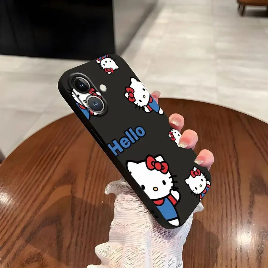 Funda para iPhone 17Air XS Max 7 8 XR 13 12 11 17 Pro Max 15 16 14 Plus cubierta de teléfono suave negra moda dibujos animados de Hello Kitty - imagen 3