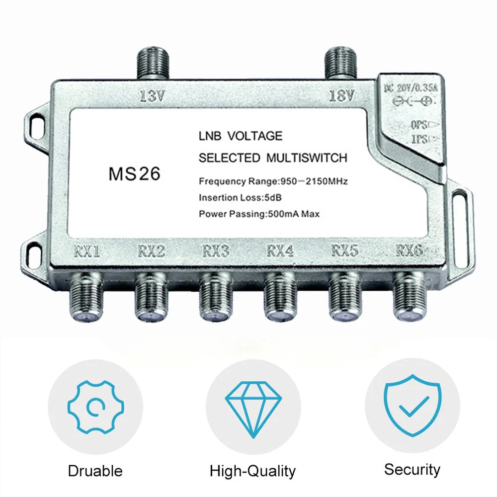 Cable de antena multiinterruptor satelital 2 en 6, 2 entradas, 6 salidas, Zinc Diseqc LNB, interruptor de TV independiente resistente al agua, 950-2150MHz - imagen 5