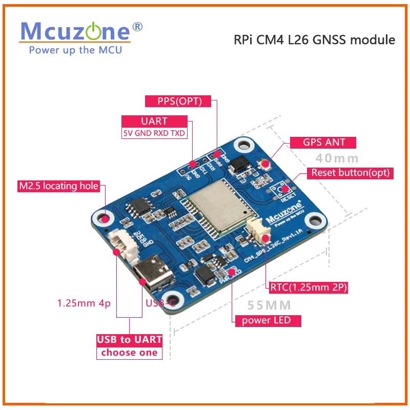 Placa de expansión Raspberry Pi GNSS GPS BEIDOU para CM4, interfaz USB y UART PPS L26C L26K - imagen 2