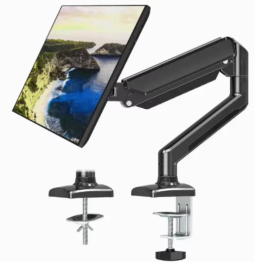 D-MOUNT D80 aluminio metálico 2-10KG 13 "-32" abrazadera para monitor 0-60mm ojal soporte de escritorio montaje brazo de resorte de gas rotación de movimiento completo