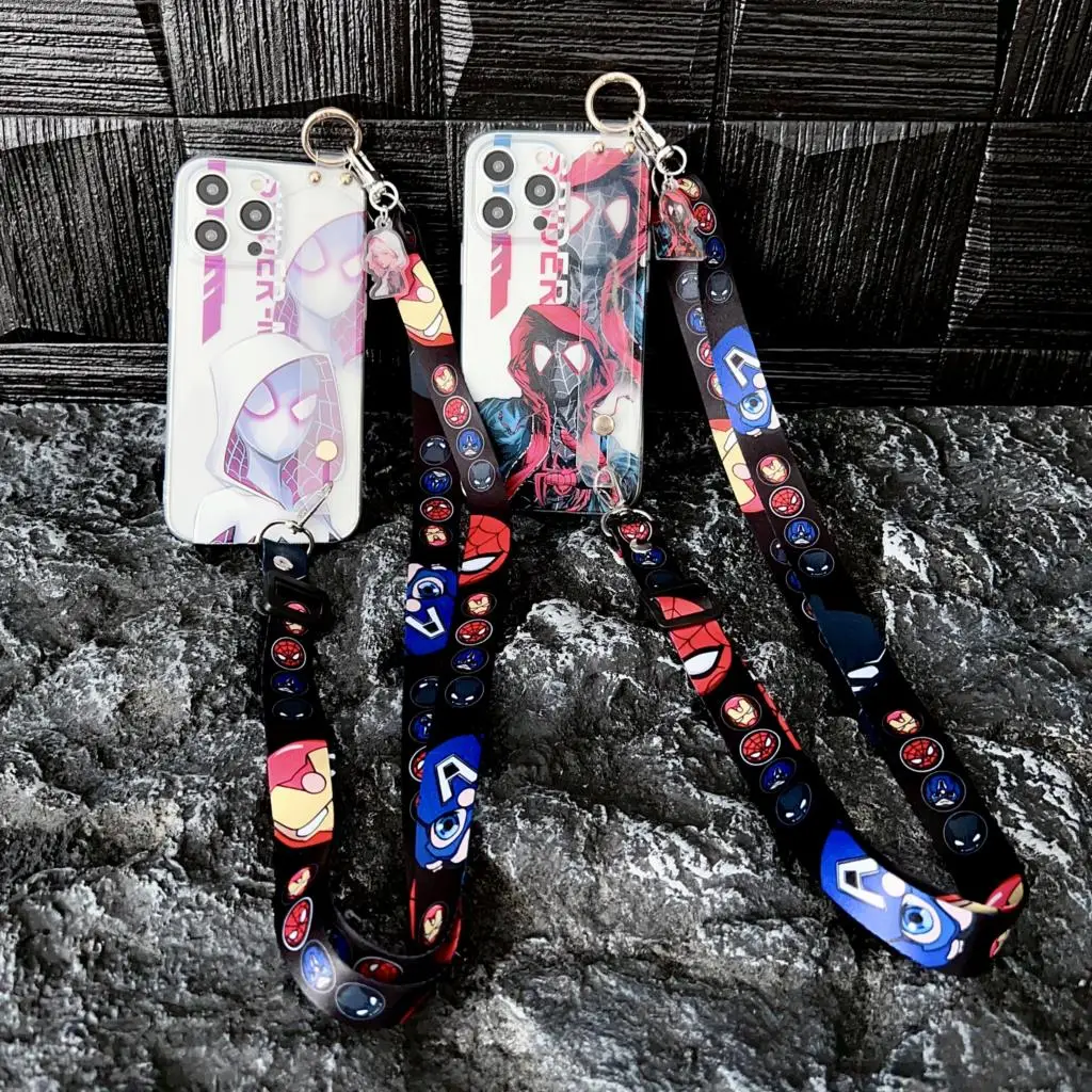 Funda de Spiderman con adorno para correa de muñeca, para Samsung Galaxy A7, A8, A9, A6 Plus, J6, J8 PLus, A10, A20, A30, A50, A70, A20s, A20E, A10s, A10E - imagen 2