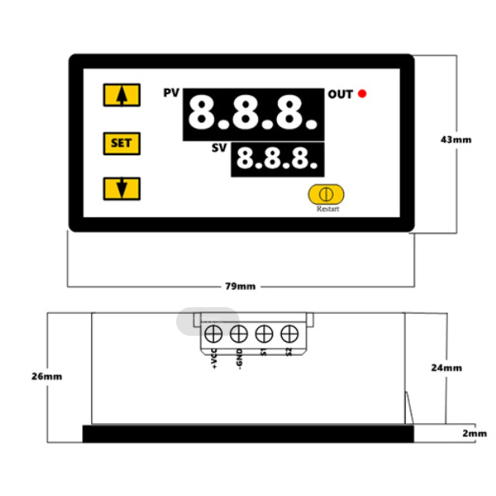 W3230 DC 12V 24V AC110-220V línea de sonda Control de temperatura Digital LED termostato regulador calor/refrigeración Control termorregulador - imagen 2